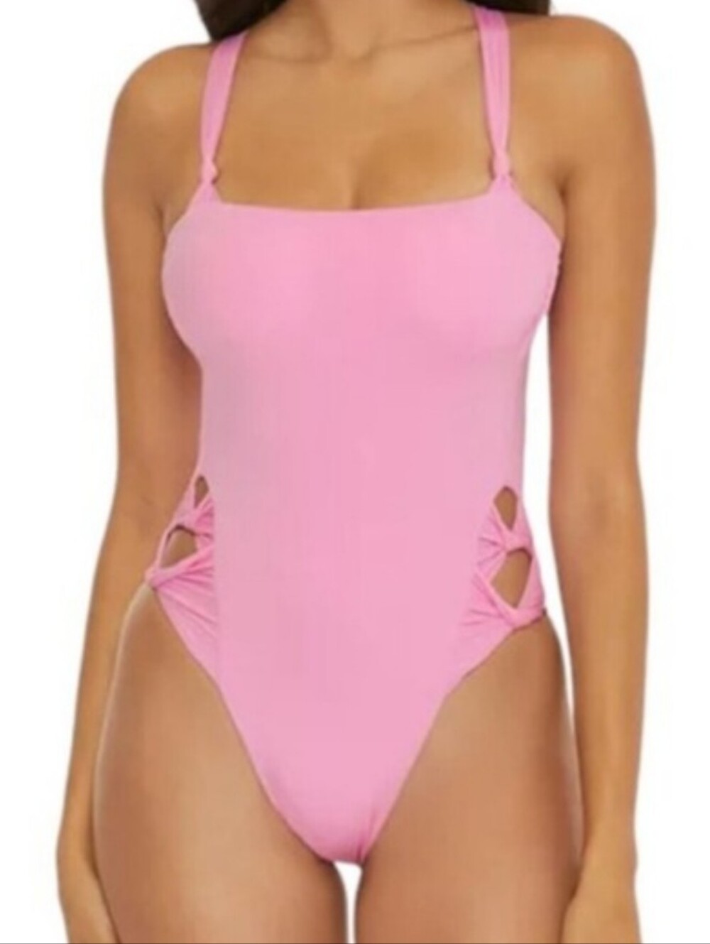 Becca Pink One-Piece Swimsuit with Side Cutouts